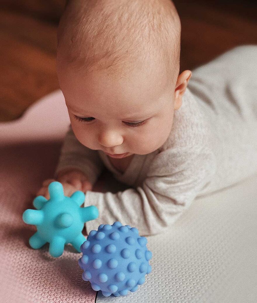 Babay spielt mit zwei Igelbällen